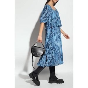 NEW Ganni Pleated Georgette Dress Sz 36/4